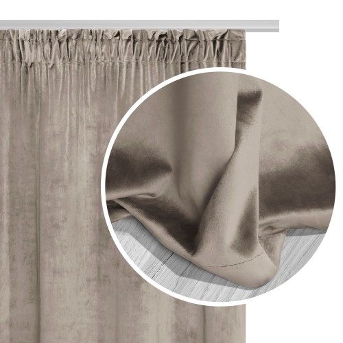 Ciemny Beż Zasłona Welurowa Na Taśmie 140x300 Velvet Soft