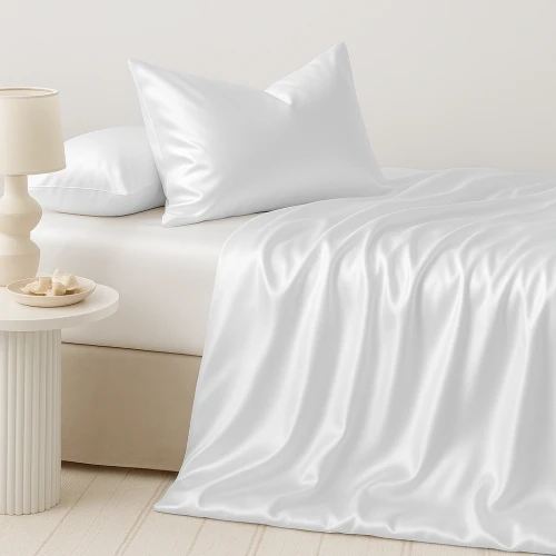 Biała Pościel Jedwabna 160x200 Jednobarwna