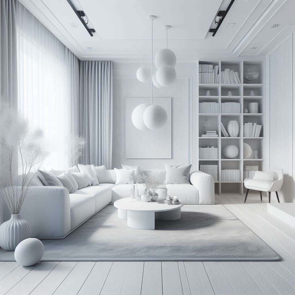 Białe ściany w salonie jakie dodatki?